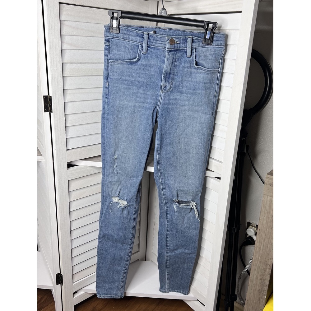 J BRAND Sz26 MARIA Mid Rise Skinny Stretch Jeans SURGE DESTRUCT Distressed